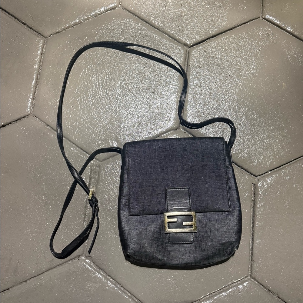 Fendi Black Crossbody Bag with Gold Buckle